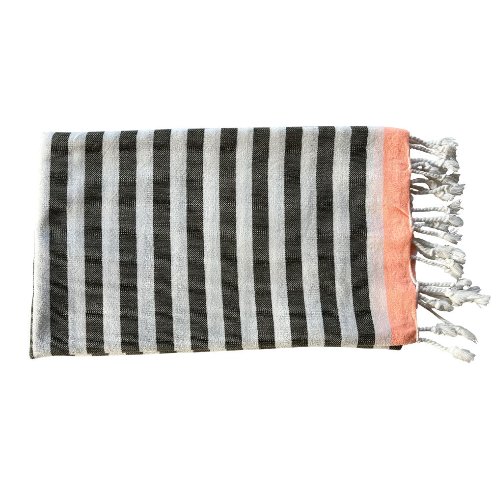 VACA VACA Hamamtuch Stripes Army neon orange 1479 - VACA VACA