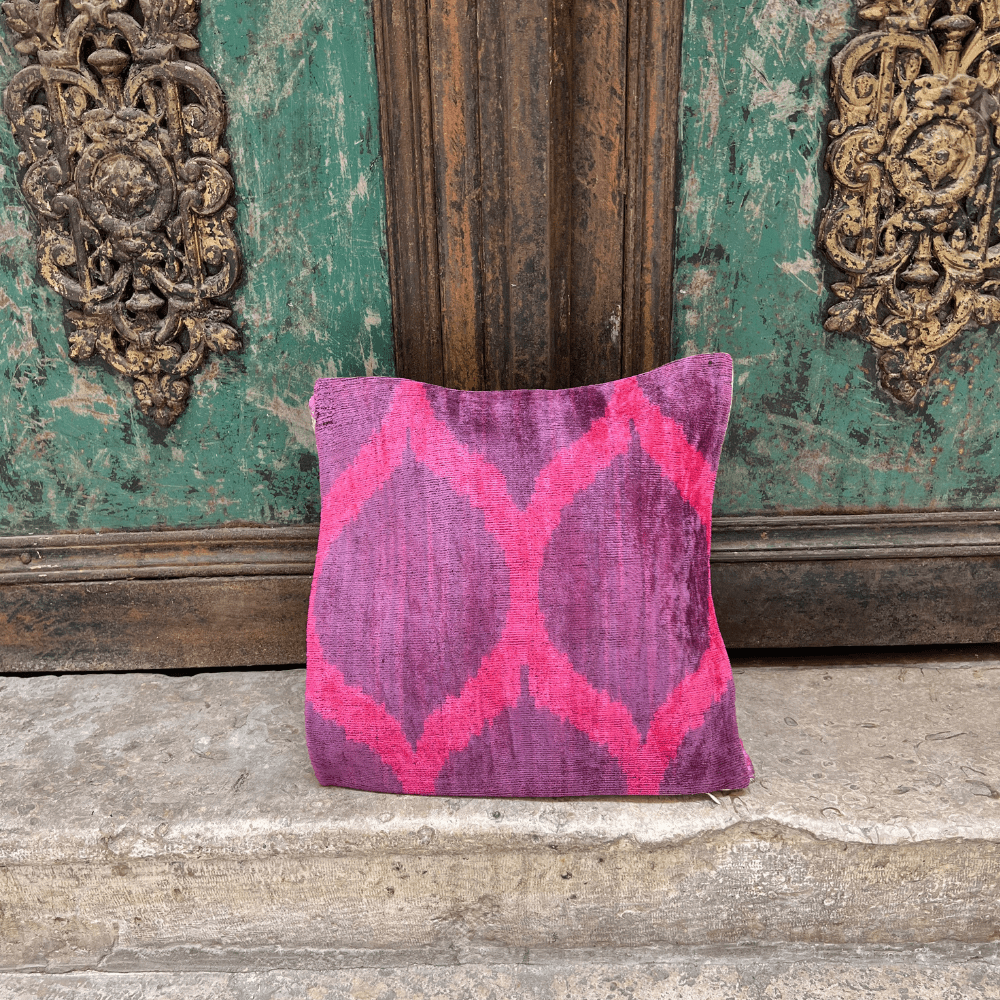 Ikat - Samt Kissenhülle 40x40cm Unikat 5A - VACA VACA