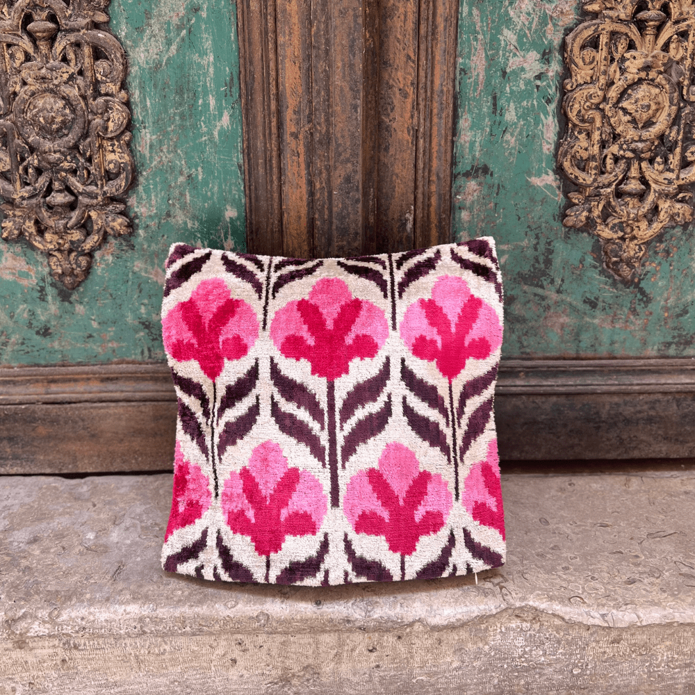 Ikat - Samt Kissenhülle 40x40cm Unikat 5B - VACA VACA