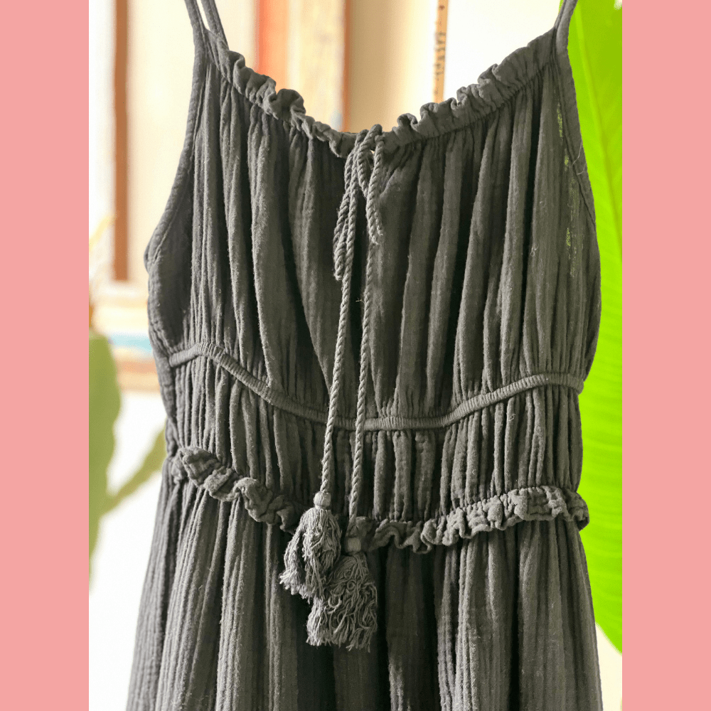 Ibiza - Kleid aus Musselin schwarz - VACA VACA