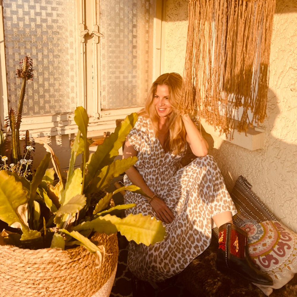 Musselinkleid Kurzarm Leo beige - VACA VACA