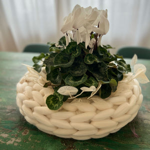 Grobstrickkranz Merinowolle offwhite