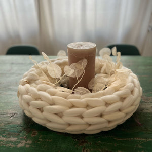 Grobstrickkranz Merinowolle offwhite