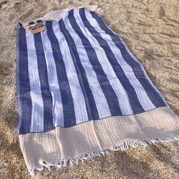 Sommertuch Popcorn blau beige - VACA VACA