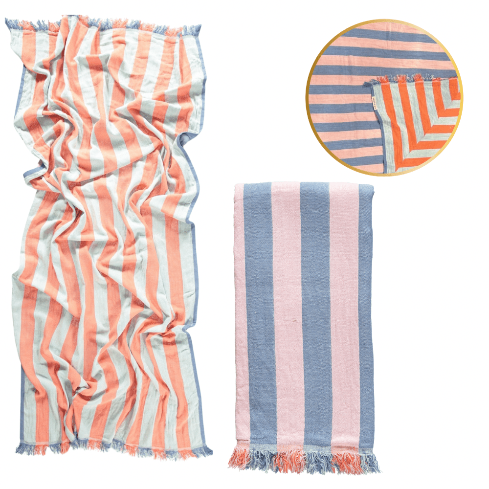 Vorbestellung Wendetuch Hellblau - rosa Aqua - Orange - VACA VACA