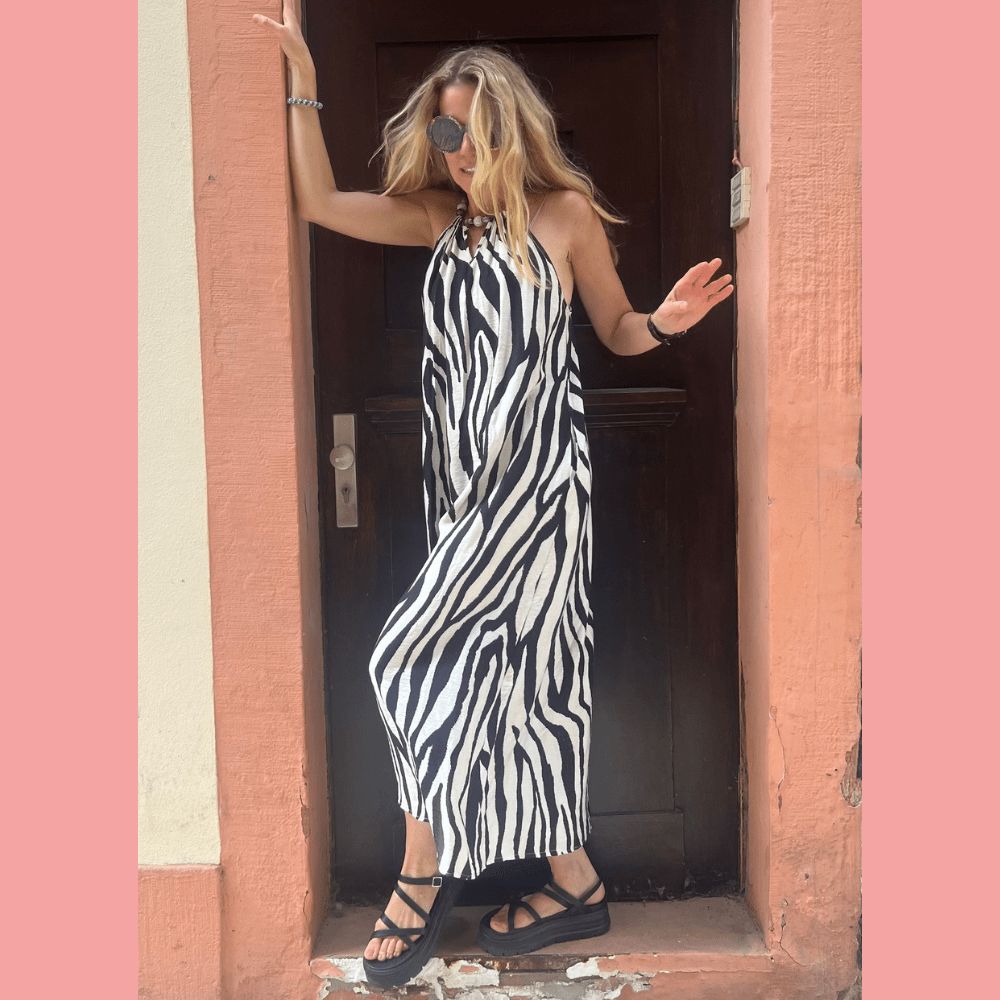 Zebrakleid mit Perlendetail - VACA VACA