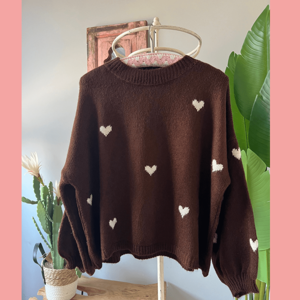 Pullover HEART dunkelbraun - VACA VACA