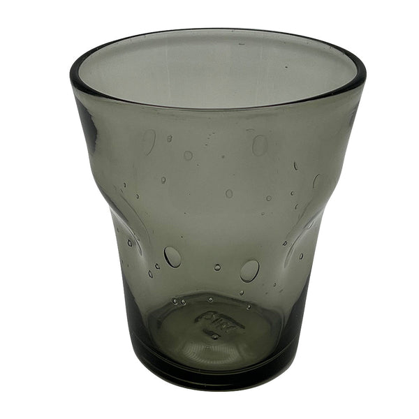 Italian drinking glass, hand-blown smoke grey