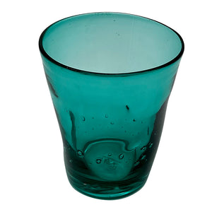 Italian drinking glass mouth-blown Turquoise
