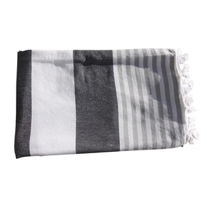 Hamamtuch Baumwolle Stripes Black Grey - Ökotex Zertifiziert