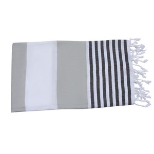 Hamamtuch Baumwolle Stripes Silver Black 1411  - ökotex Zertifiziert