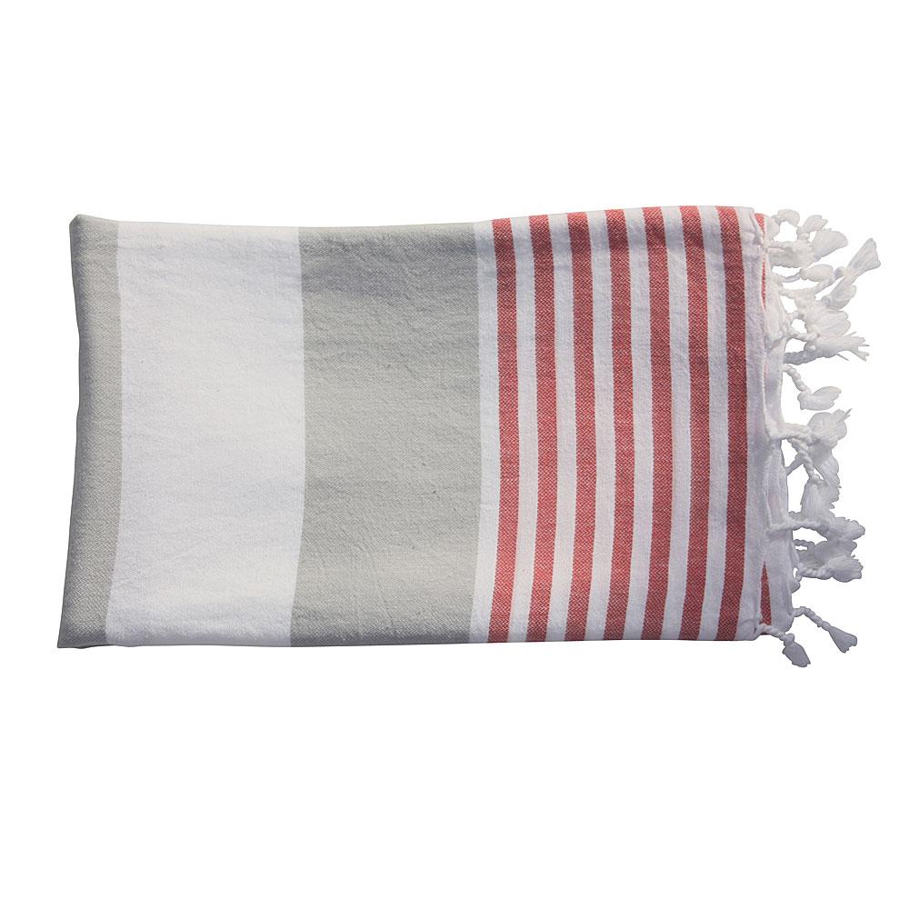 VACA VACA Hamamtuch Baumwolle stripes silver - red 1410 - Ökotex zertifiziert - VACA VACA