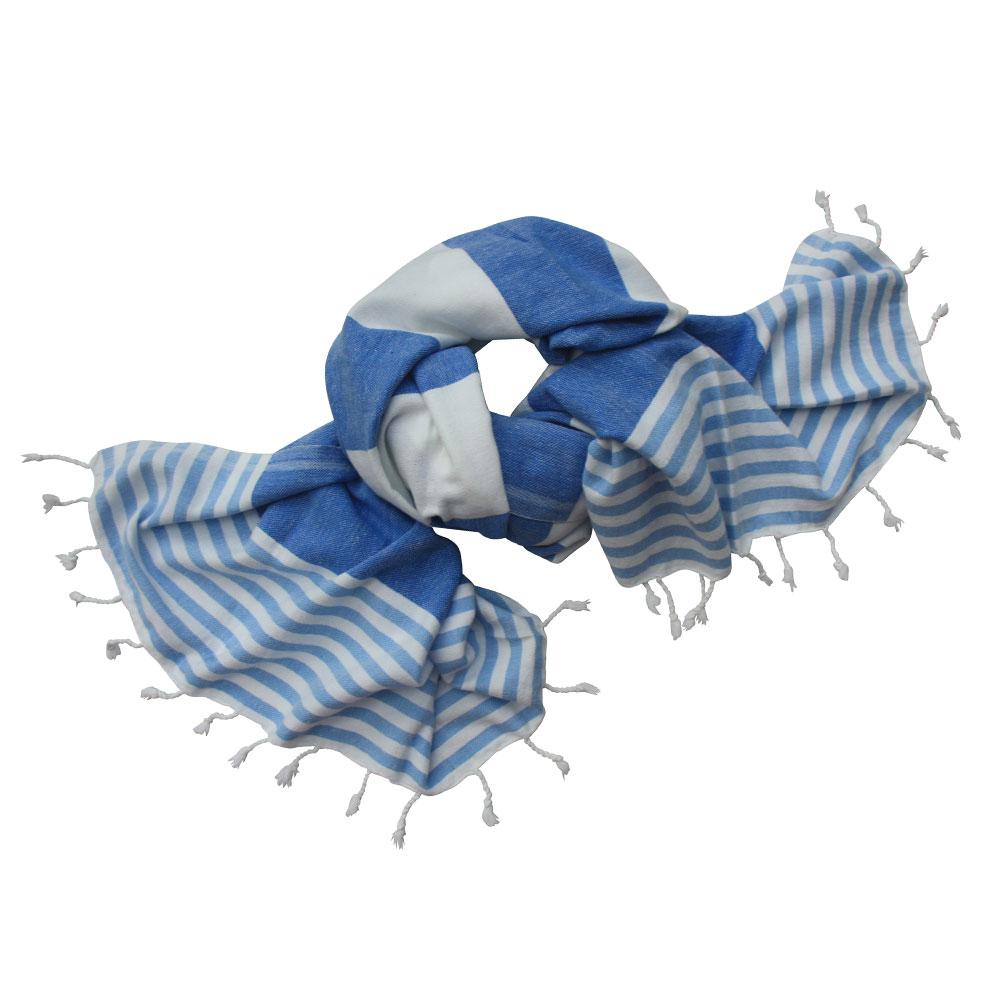 Hamamtuch Baumwolle Stripes Royal Blue Sky Blue 1408 - Ökotex zertifiz -  VACA VACA | Badetücher